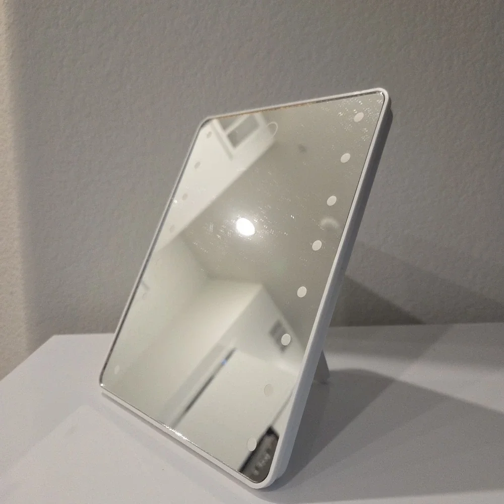 Cosmetic Mirror with LED Lights Touch Switch Battery Vanity Stand Travel